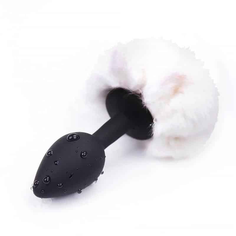 Plug Anal Negro Con Pompón Blanco Talla S 1 1 plug anal con pompon blanco talla s