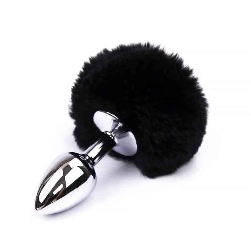 1 plug anal con pompon negro talla s