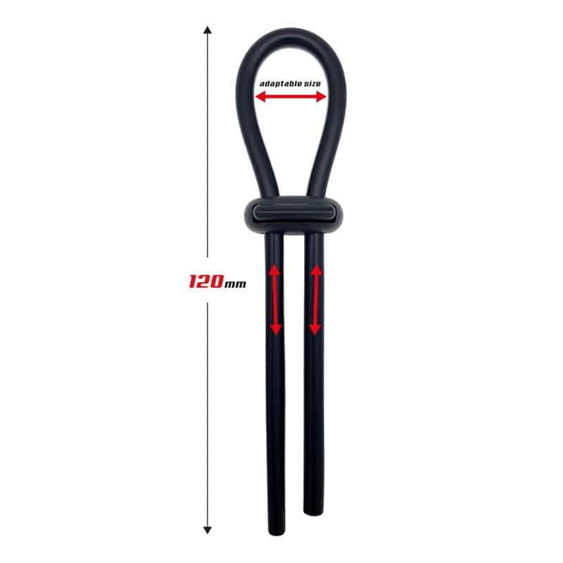 2 anillo para el pene de lazo ajustable silicona solida negro