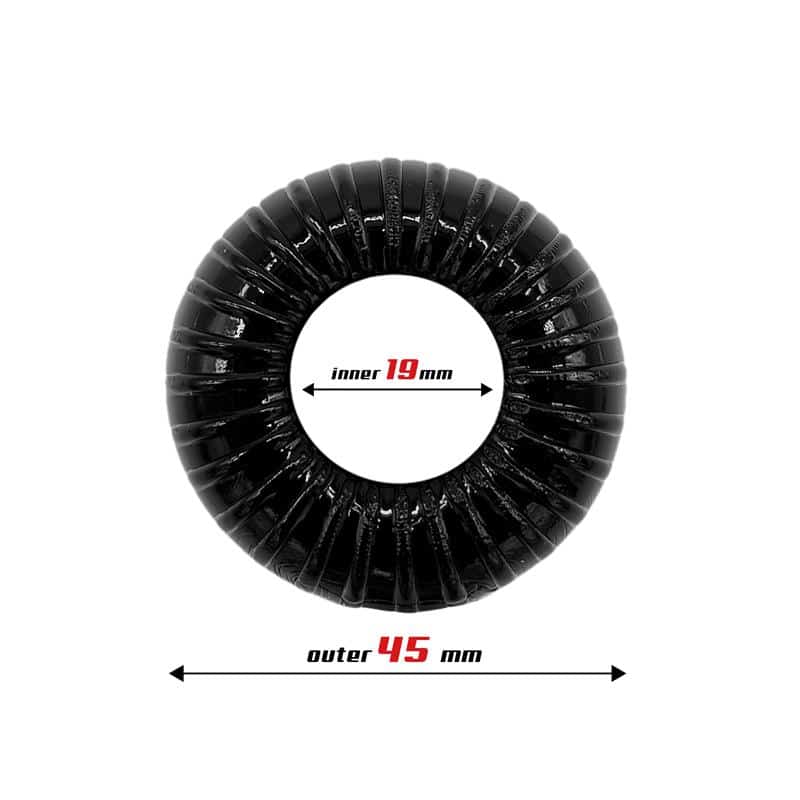 2 anillo para el pene striped super flexible y resistente 19 cm negro