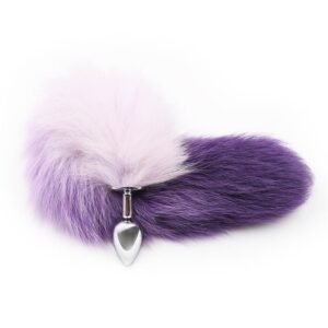 2 plug anal con cola purpura y blanco talla s