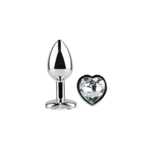 3 plug anal con joya de corazon blanco talla s