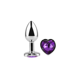 3 plug anal con joya de corazon purple lavender talla s