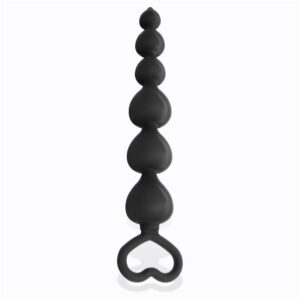 4 clyde plug anal con bolas con aro de facil extraccion silicona negro