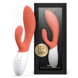 LELO INA 3 vibrador conejo de silicona color coral para estimular clítoris y punto G