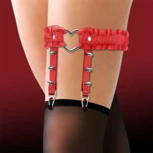 1 liga con aro en forma de corazon y volantes cuero vegano talla unica 1