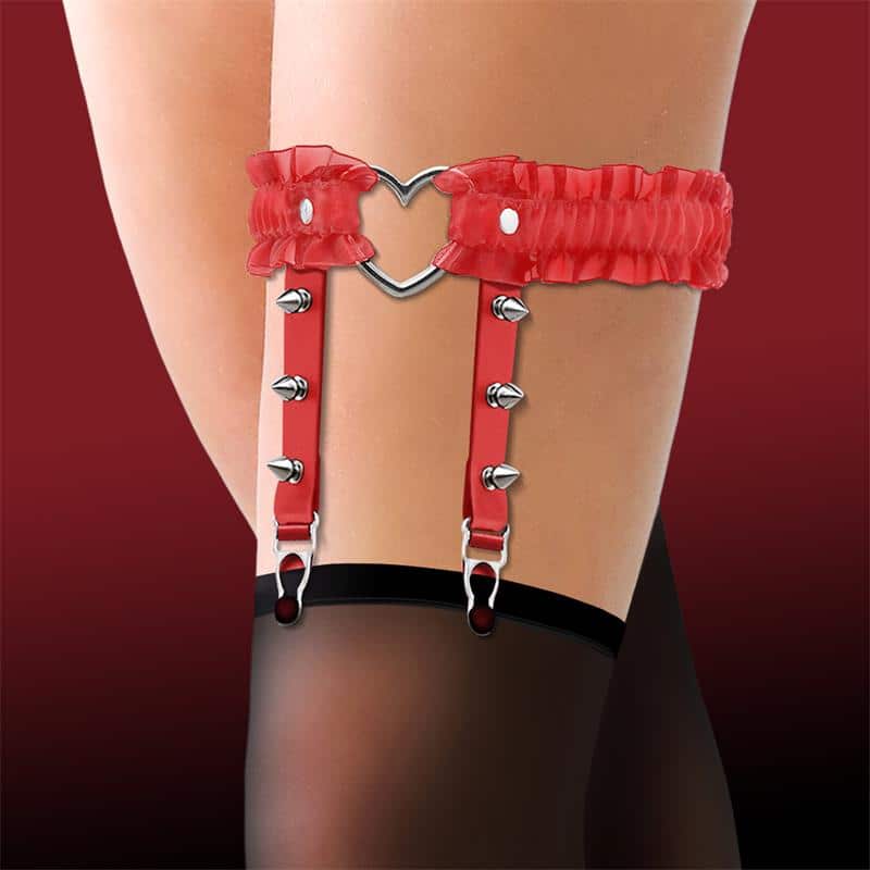 1 liga con aro en forma de corazon y volantes cuero vegano talla unica 1