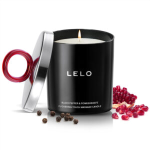 LELO Candle, vela de masaje Flickering Touch aroma Pimienta Negra y Granada con tapa metálica