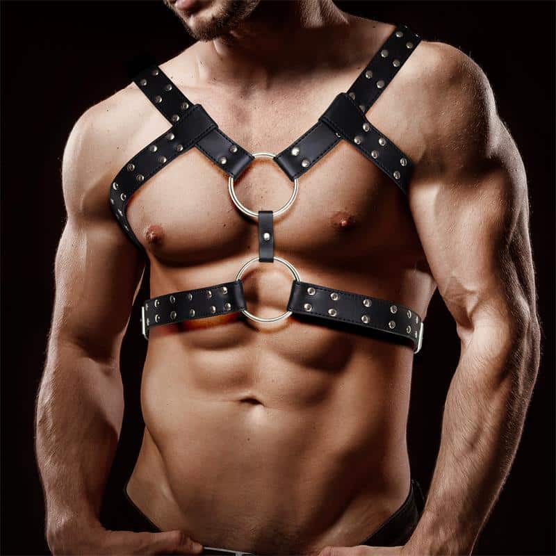 1 aurum arnes masculino para bondage cuero vegano