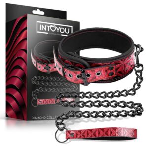 Collar Con Correa Ajustable Diamond Cuero Vegano