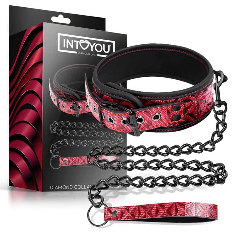 1 collar con correa ajustable diamond cuero vegano