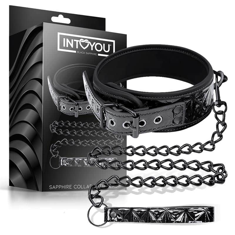 1 collar con correa sapphire cuero vegano