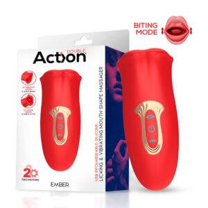 1 ember masajeador forma boca con lameteo y vibracion usb silicona