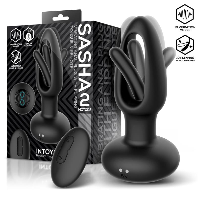 1 sasha plug con vibracion y lengua flipping y control remoto