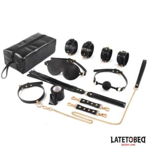 BDSM LINE Kit de Bondage 8 Piezas con Bolsa de Almacenaje LATETOBED