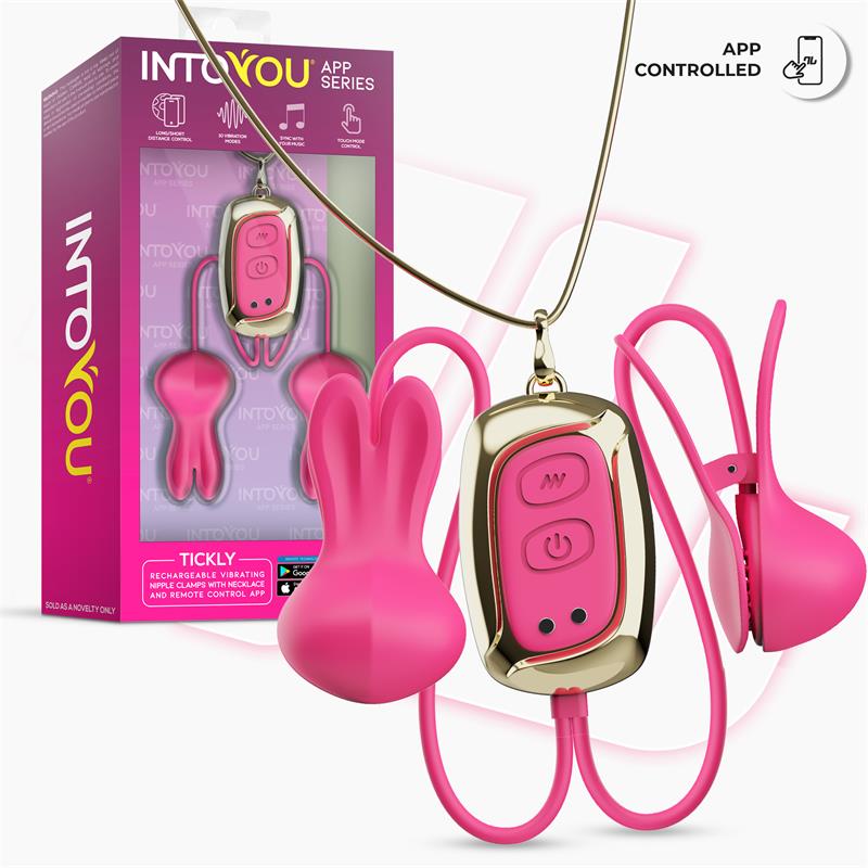 9 tickly pinzas para pezones con vibracion control y collar con app