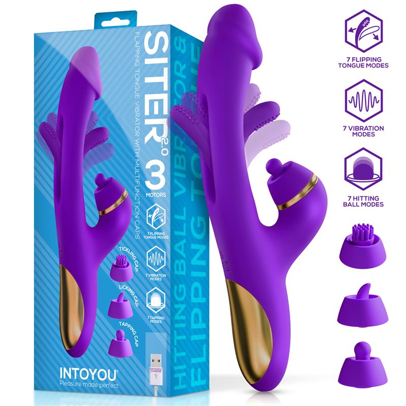 1 siter 20 vibrador con lengua flapping golpeteo y cabezales intercambiables