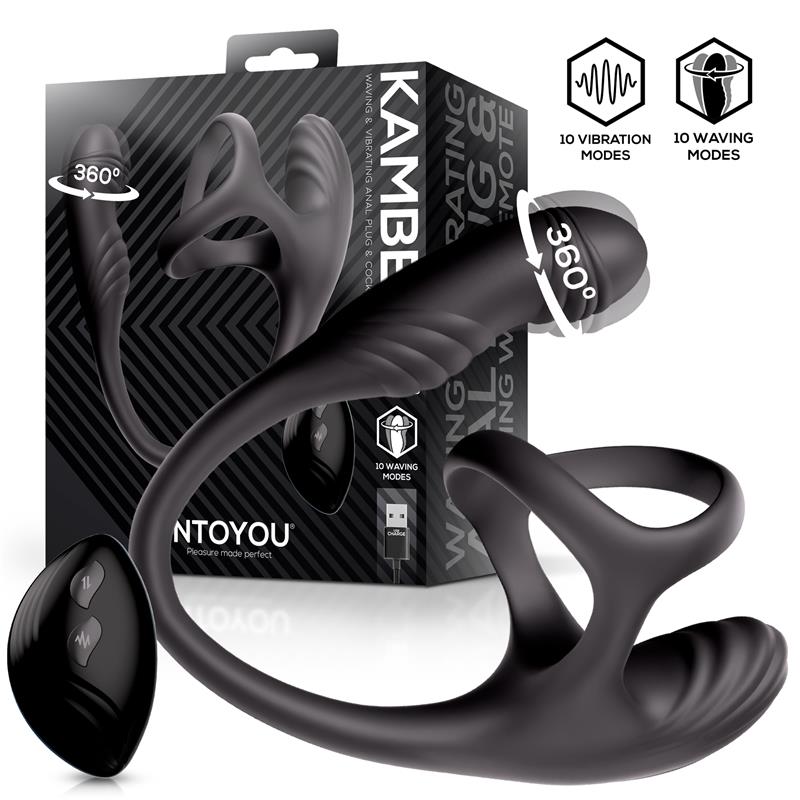 1 kamber plug anal vibracion y waving 360 y estimulador testiculos