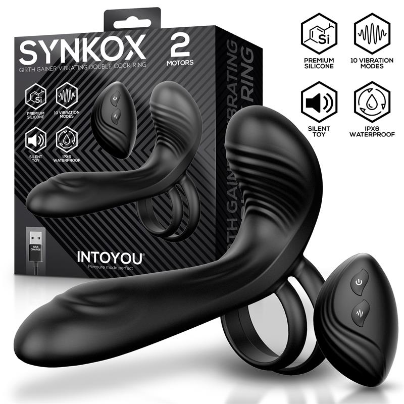 1 synkox girth gainer con doble anillo para el pene con vibracion